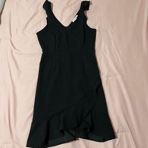 Nordstrom Black Ruffle-Hem Mini Dress